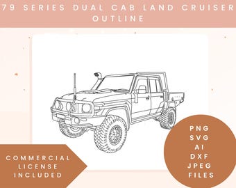 79 series toyota land cruiser cut and laser file digital download toyota dual cab Land Cruiser 79 Series SVG Vector OffRoad Laser Template