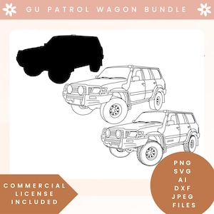 GU issan Patrol Wagon Umriss Bundle digitaler Download svg patrol gu Patrol Clipart nissan Linie Zeichnung PNG issan Patrol Wagon Linie Vektor