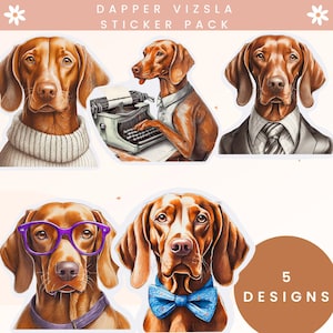 Dapper Dog vizsla sticker cute dog sticker Vizsla lover sticker bundle vizsla owner gift vizsla lover gift vizsla laptop decal water bottle
