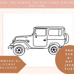 Toyota 40 Series Land Cruiser Cut File FJ40 Outline Vintage 4x4 Truck ...