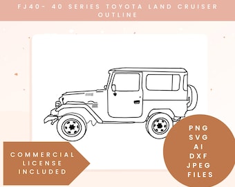 Toyota 40 series land cruiser cut file FJ40 outline Vintage 4x4 truck cut file download Off-road vehicle digital Cruiser silhouette vector