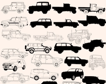 Land cruiser svg toyota png file land cruiser laser cut files 80 series land cruiser FJ40 svg toyota 4x4 laser cut files four wheel drive