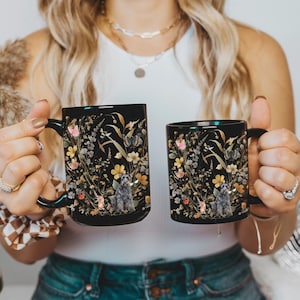 Kerry Blue Terrier mug dog mom gift ceramic coffee mug dark cottagecore pressed flowers cute valentine birthday grandma home gift