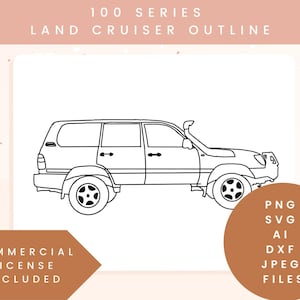 100 series Toyota Land Cruiser outline digital download Toyota LC100 line art vector Land Cruiser 100 series silhouette off road vehicle