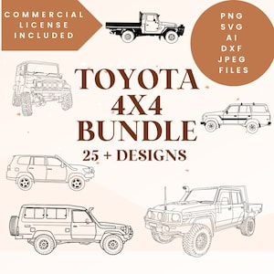 Land Cruiser 4x4 SVG Bundle Toyota Land Cruiser Laser Cut Files Off-Road Vehicle DXF Designs Land Cruiser Vector Art 4x4 Truck Laser Cutting