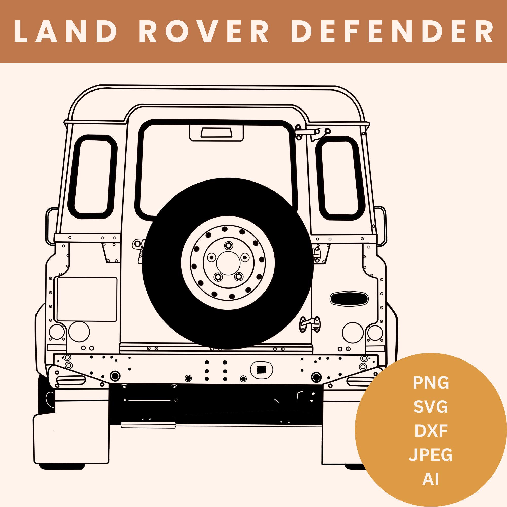 Land Rover defender SVG back defender land rover png behind land rover laser file landy digital download defender series 3 cut file line art