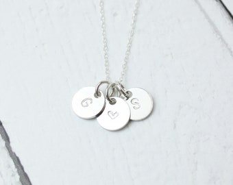 Personalised disc necklace, Sterling Silver, Handmade