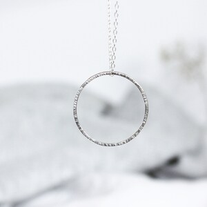 Hammered Circle Necklace, Sterling Silver