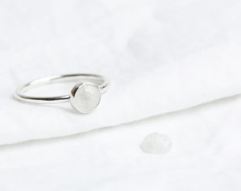 White Moonstone Ring, Stacking ring, Sterling Silver, Handmade