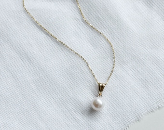 Süßwasser Perlen Kette, 9ct Gelbgold, Handmade