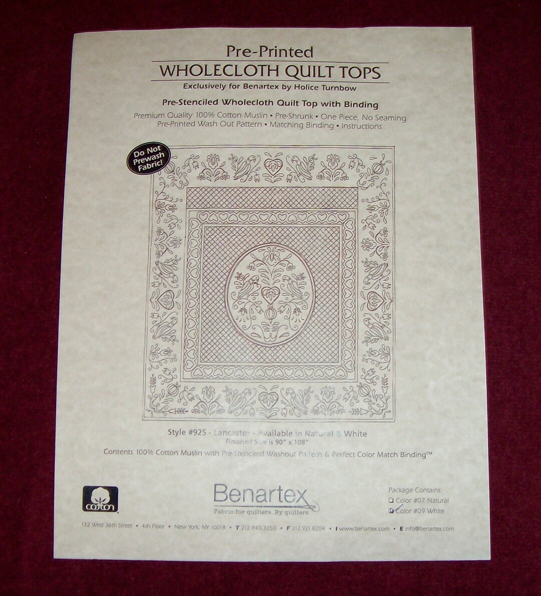 Preprinted Wholecloth Quilt Top Lancaster Full/queen White Etsy