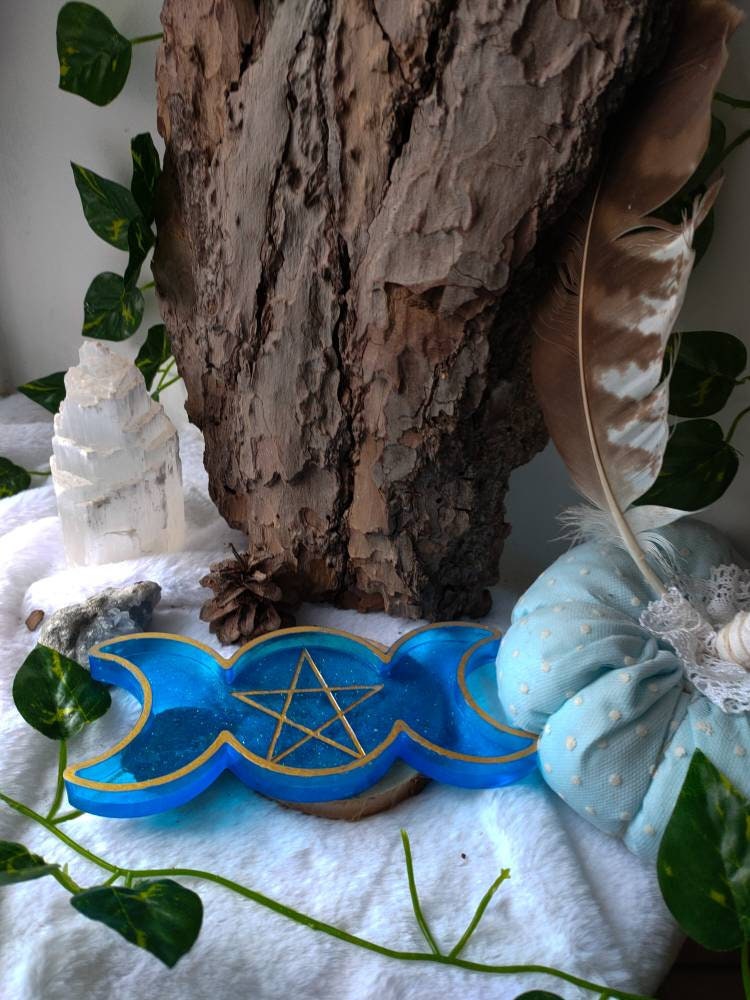 Plateau en Résine Triple Lune et Pentagramme