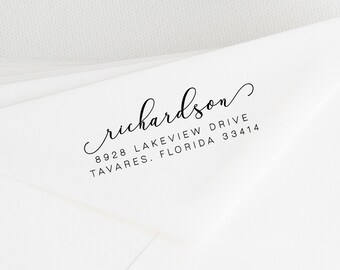 Custom Return Address Stamp Weddings Fancy Cursive Pen Self Inking Address Stamper