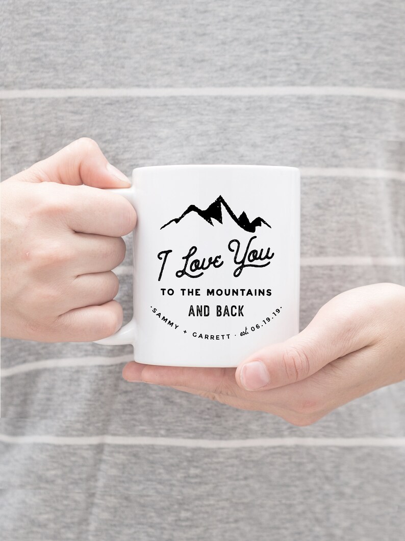 Wedding Favor Mug Outdoorsy Couple Gift Mr Mrs Mug Wedding Keepsake Mug Mountain Mug Mountain Wedding Mug Personalized Mug Custom Mug Couple