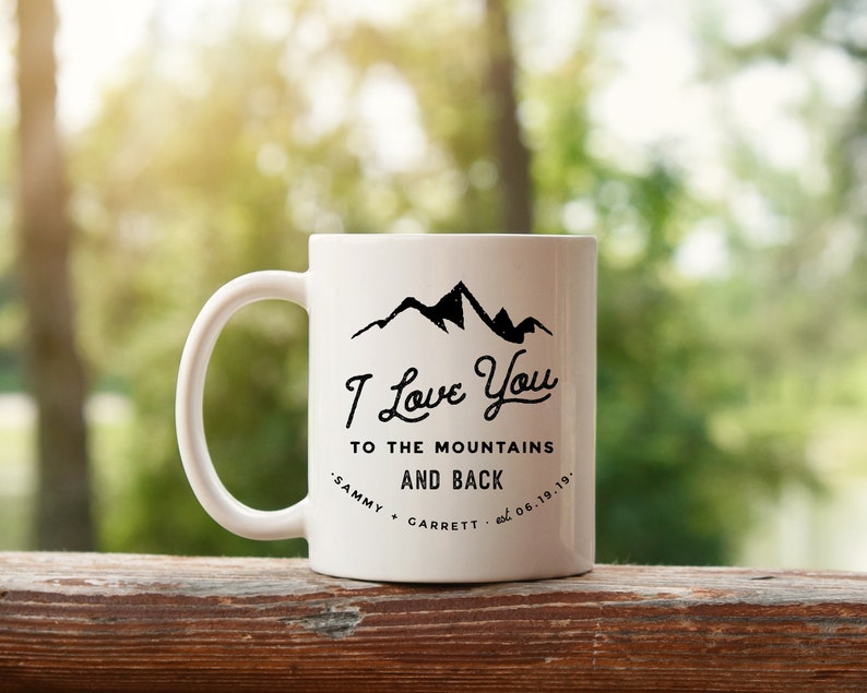 Wedding Favor Mug Outdoorsy Couple Gift Mr Mrs Mug Wedding Keepsake Mug Mountain Mug Mountain Wedding Mug Personalized Mug Custom Mug Couple