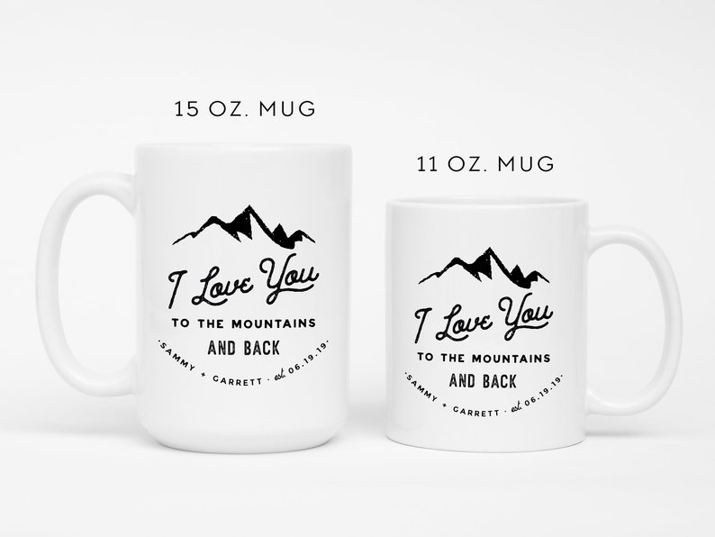 Wedding Favor Mug Outdoorsy Couple Gift Mr Mrs Mug Wedding Keepsake Mug Mountain Mug Mountain Wedding Mug Personalized Mug Custom Mug Couple