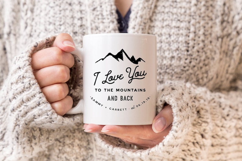Wedding Favor Mug Outdoorsy Couple Gift Mr Mrs Mug Wedding Keepsake Mug Mountain Mug Mountain Wedding Mug Personalized Mug Custom Mug Couple