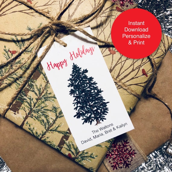 Editable Christmas Tree Gift Tag Template Christmas Gift Etsy