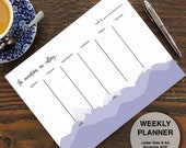 Weekly Planner Printable, Mountain Planner, Undated Weekly Plan, Weekly Calendar