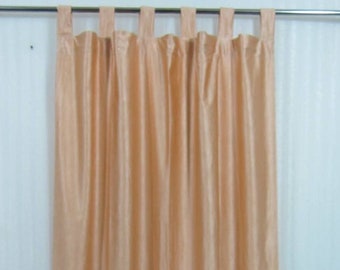 2 Beige Gold Curtains Panel Drapes, Bedroom Window Treatment, Living Room, Tab Top Curtains, Bed Canopy Decor