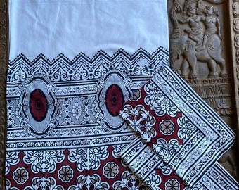 Indi Boho Throw, White Red Floral Paisley Bedspread, Block Printed Cotton Picnic Throw, Handloom Cotton Pillows Bed Cover