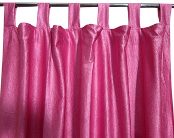 2 Indi Boho Pink Curtain Vevet Texture Drapes, Rod Pocket Window Treatments, Farmhouse Cottage Home Decor 108"