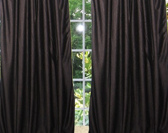 2 Brown Crushed Velvet Feel Curtains Panel Solid Drapes-Pair Tabs Window Treatment Living Room Bedroom Decor 108"