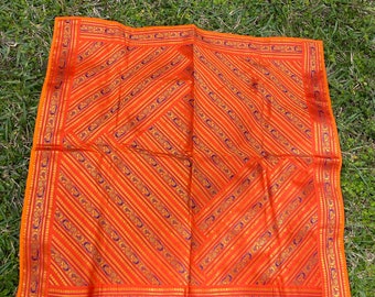 Ethnic Vintage Sari Indian Orange Sari Brocade Bohemian Decorative Table Throw