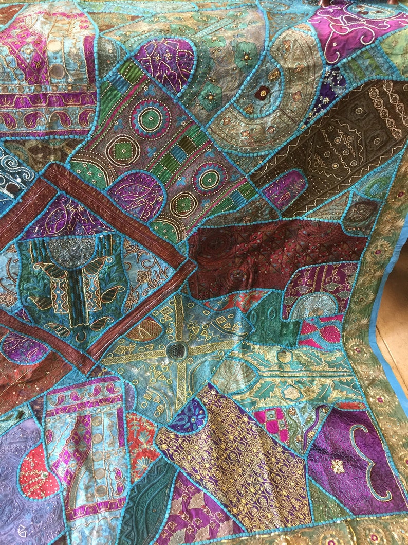 Brilliant Blue Tapestry Handmade Zardozi Tapestries Etsy