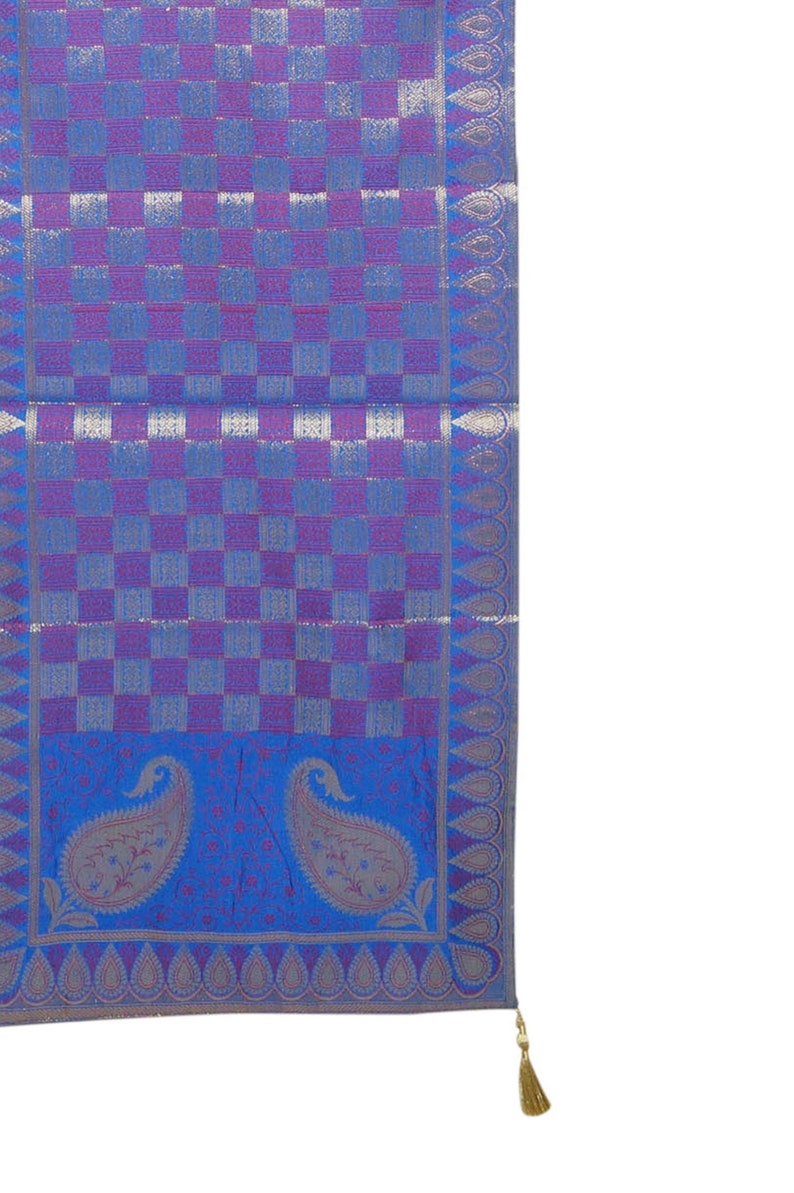 Indian Tablerunner BOHO CHIC Bule REd Brocade Weave Table Runner Colorful Wall Art 72x16