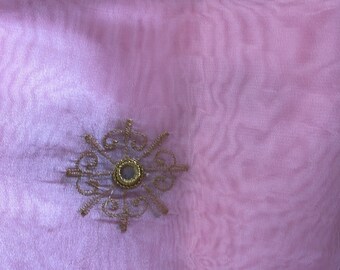 SINGLE Indi Boho Curtains Lavender GOLD Embellished Curtain Panel Silvergold Tab Top Organza Window Treatment 90