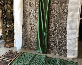 2 Green Curtains Panel Drapes, Tab Top Curtains, Bedroom Window Treatment, Living Room, Farmhouse Decor 108"