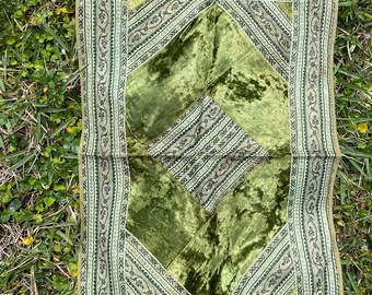 Indian Tapestry, Wall Decor, Wall Hanging Tapestry, Olive Green Vintage Hand Embroidered Hand Work Wall Hanging Bohemian Decor