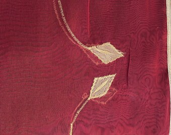 SINGLE Indi Boho Curtains Maroon GOLD Embellished Curtain Panel Silvergold Tab Top Organza Window Treatment 90