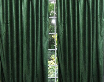 2 Dark Forest Green Curtains, Panel Drapes, Tab Top Curtains, Bedroom Window Treatment, Living Room, Farmhouse Decor 96"