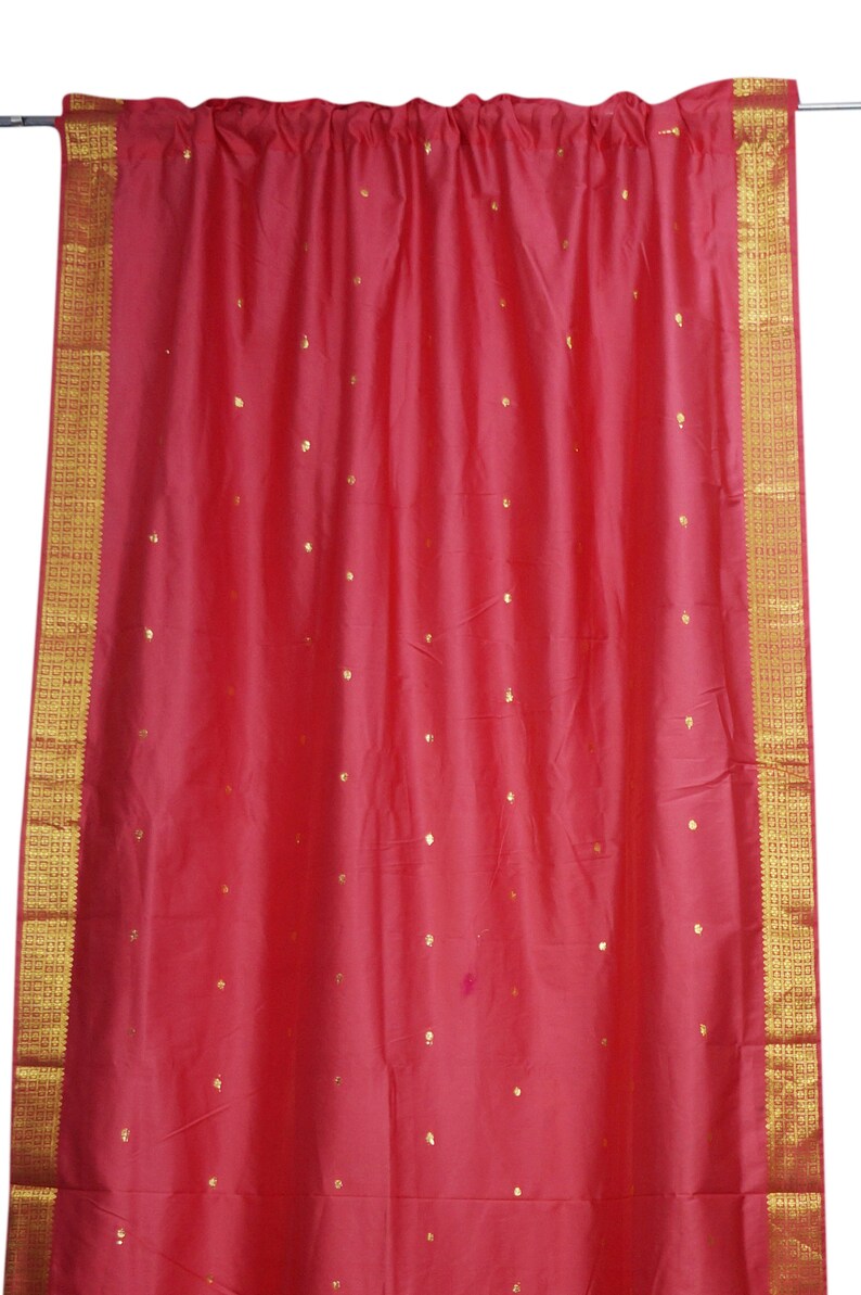2 Red Sheer Sari Curtain Rod Pocket Panel Home Decor Door Draperies Room Decor 96X44