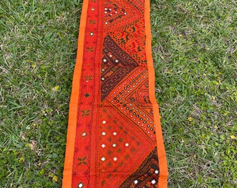 Home Decor Table Runner Red Boho Decor Ethnic Patchwork Embroidery Wall Hanging Vintage Decor 80"x22"