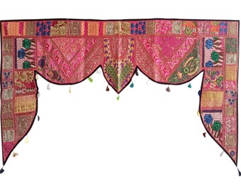 Vintage Traditional Cotton Hand Embroidery Indian Toran, Wall Hanging Tapestry, Vintage Door Toran, Window Decor Occasions Bandarwal