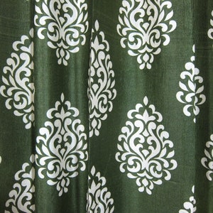 2 Green Printed Curtains Panel Drapes, Bedroom Window Treatment, Living Room, Tab Top Curtains, Bed Canopy Decor image 3