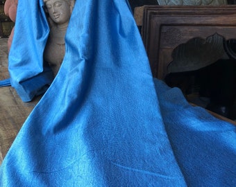 2 Aero Blue Curtains Panel Drapes, Solid Tab Top Curtains, Crushed Velvet Feel Fabric Bedroom Window Treatment,  Farmhouse Decor