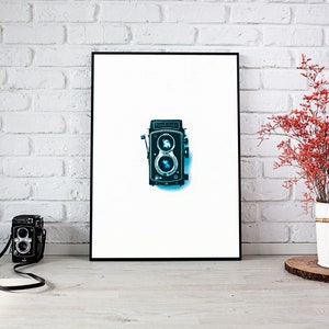 Vintage camera wall art, printable wall art, Scandinavian style, camera print, minimalist print, digital download, photographer