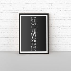 Joy Division Printable Wall Art, Printable Art, Inspirational, Quote Print, Wall Art Print, Post punk, Poster, Love will tear us apart