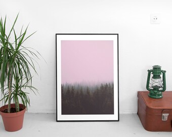 Foggy Forest Print, Forest Photography, Scandinavian Foggy Forest, Minimalist Nature Wilderness, Forest Poster, Home Decor Wall Art