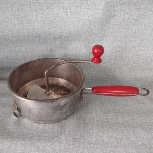 Foley Food Mill - red wood handles - 1930s vintage kitchen tool