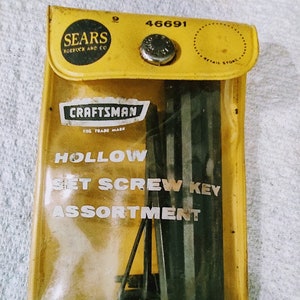 1970s Complete Craftsman Hollow Set Screw Key Assortment in Vinyl Pouch - Allen Wrench - USA - Vintage Tools