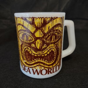 Federal Glass Sea World Tiki Mug - Tiki - Vintage Kitchen - Retro - Coffee Mug - Milk Glass