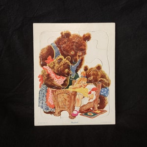 Vintage Playskool Goldilocks and the Three Bears Cardboard Tray Puzzle - USA - Children&#39;s Activities