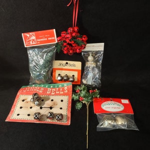1950s-1970s Christmas Jingle Bells and Ornaments - Use for Crafts or Decorating - Brass Bells - NOS Ornaments - Embelishments