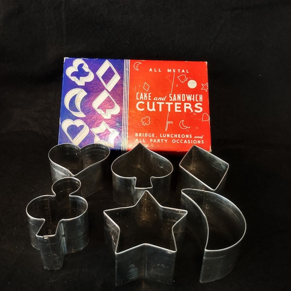 1950s-1960s All Metal Cake & Sandwich Cutters for Bridge, Luncheons and All Occasions - MCM Kitchen Gadget - Retro - Fun Sandwiches