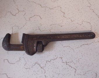 Early Vintage Ridge Tool Co. 10" Rigid Pipe Wrench - Vintage Tools